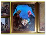 Quadri del pittore locale Gianfranco Biagini. A sx 'Pentecoste' 1983, sotto 'Cenacolo' 1982, al centro 'Nativit' 1984, a dx 'Deposizione' 1979.