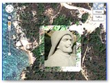 L'isola di S.Stefano con la posizione della cava dal satellite (Ricostruzione di  M. Orazio)