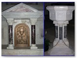 Il ciborio ed il fonte battesimale della chiesa di S.Teresa