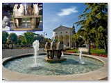 La fontana di Paolo Schiavocampo (foto piccola) del 1991 non è cambiata, ma le panchine sono nuove. Il monumento centrale è del 1981.